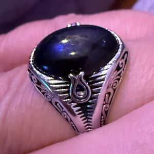Intricate Silver and Black Men's Ring